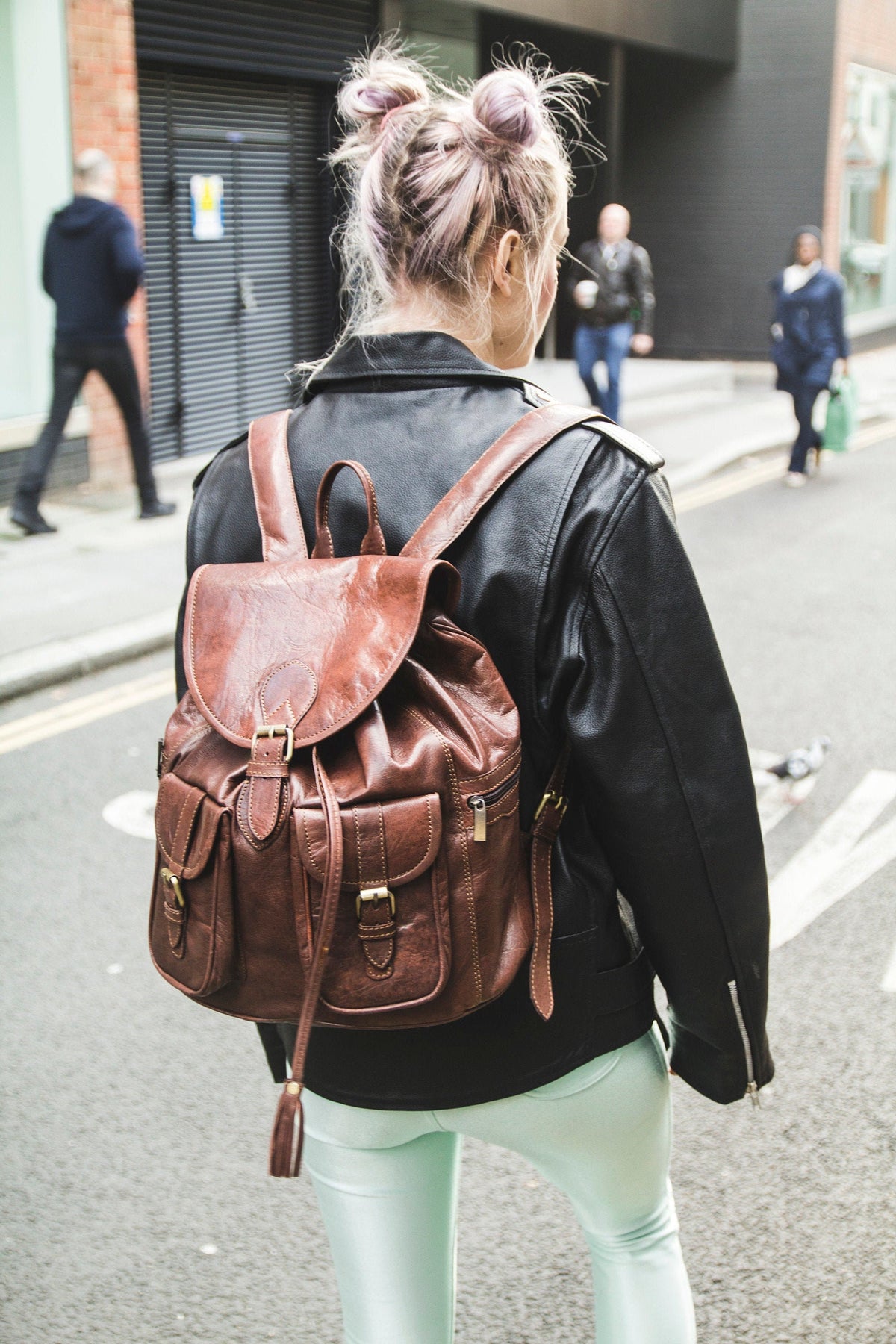 Leather Safari Rucksack With Zipped Pockets