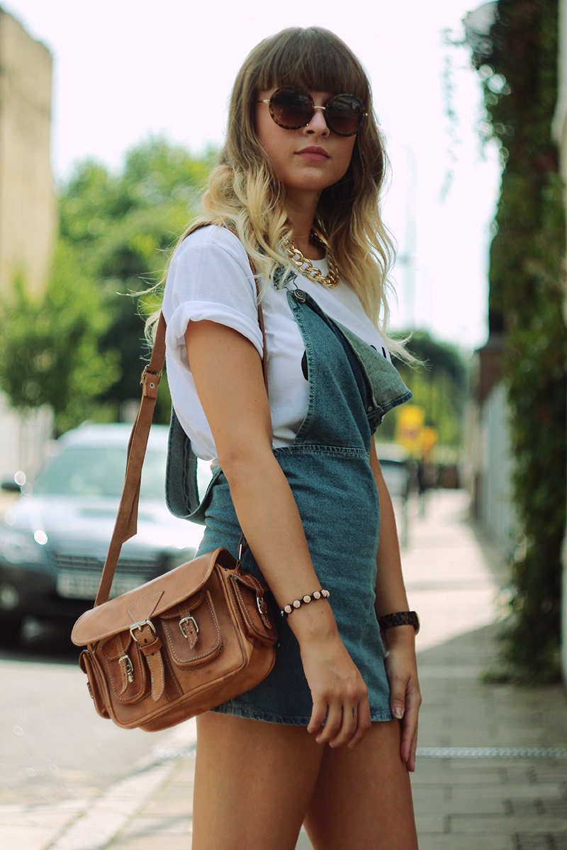 Small Polished Leather Moroccan Camera Bag Satchel | 80's Style