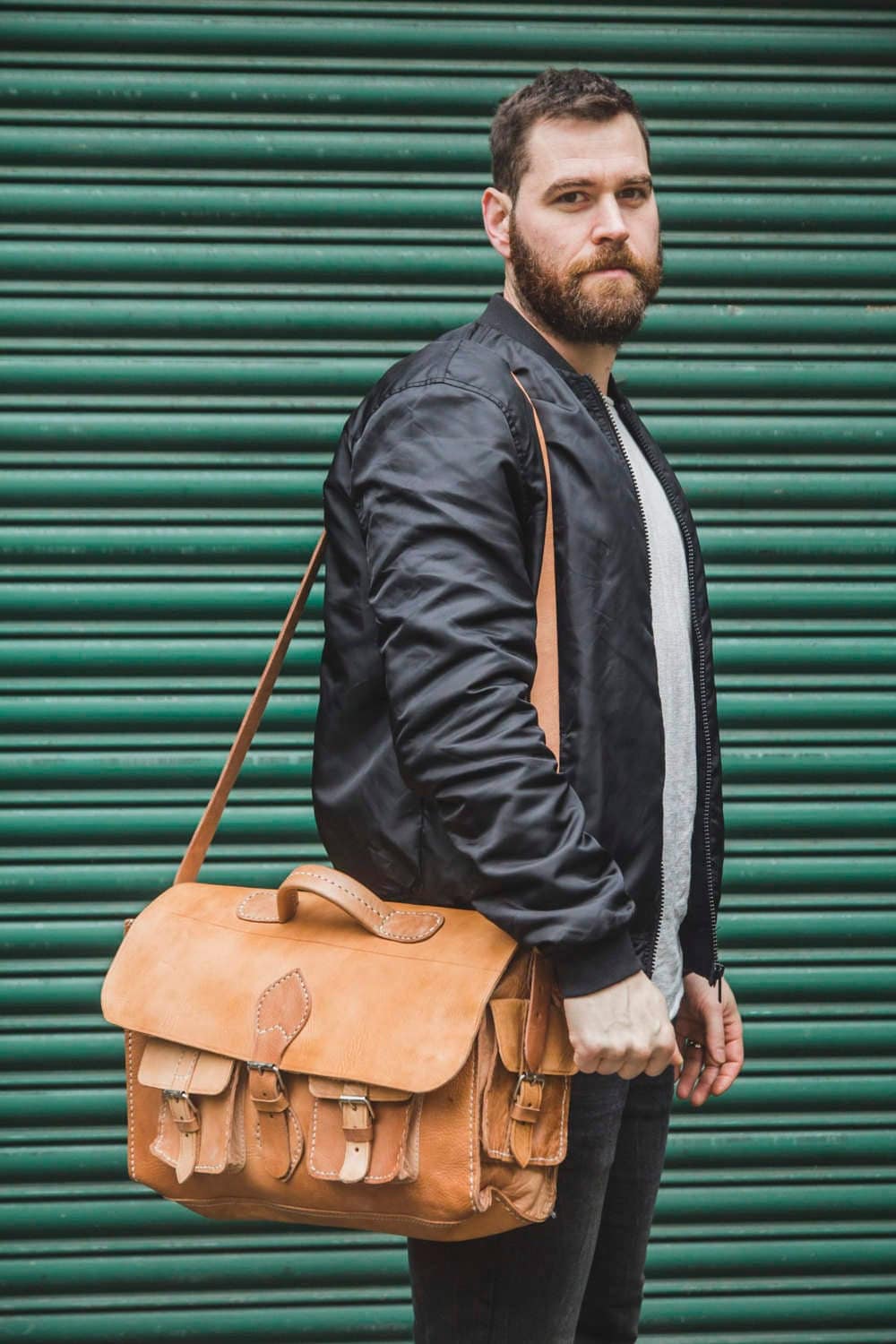 Handmade Leather Messenger Bag Satchel Large