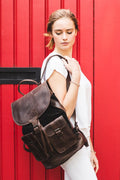Black Suede and Leather Rucksack Backpack Premium