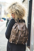 Grey Leather Festival Weekend Rucksack Soft