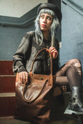 The Distressed Brown Leather Tote, Shopper Bag