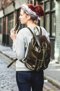 Coral Green Leather Rucksack Backpack