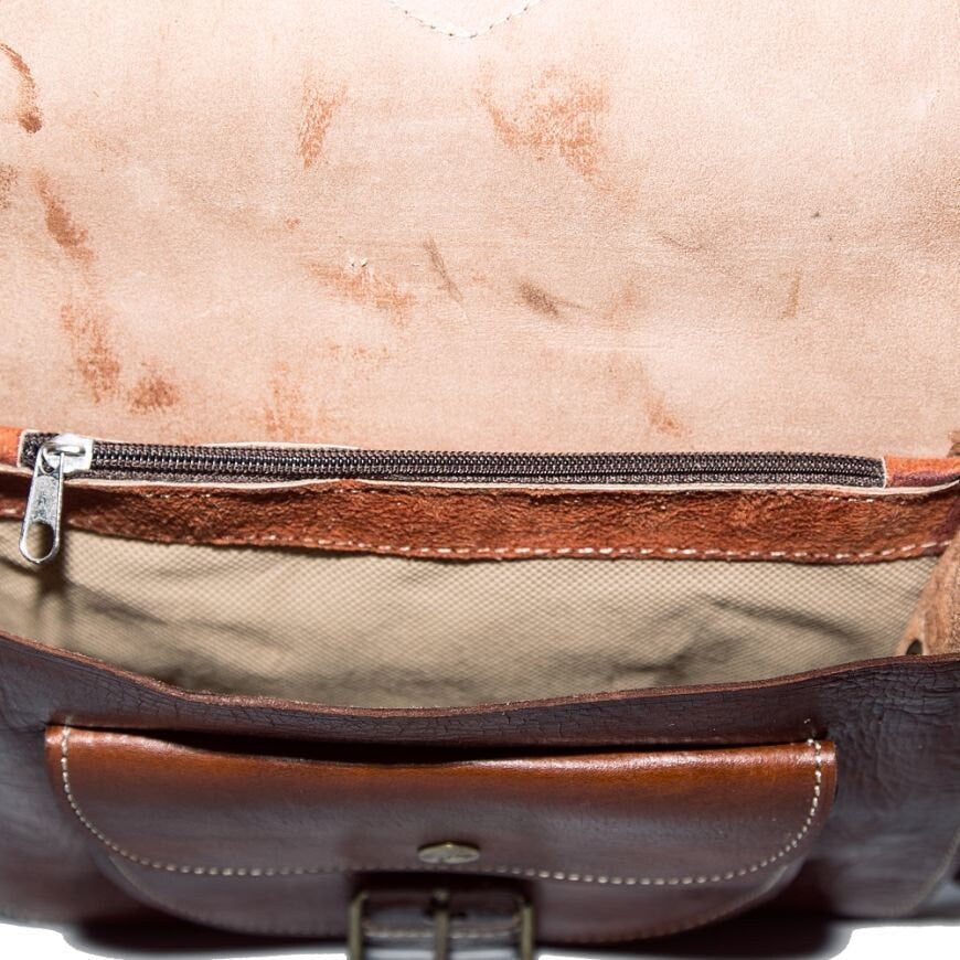 Brown Leather Messenger Bag Satchel Hand Stitched