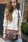 Brown Leather Messenger Bag Satchel Hand Stitched
