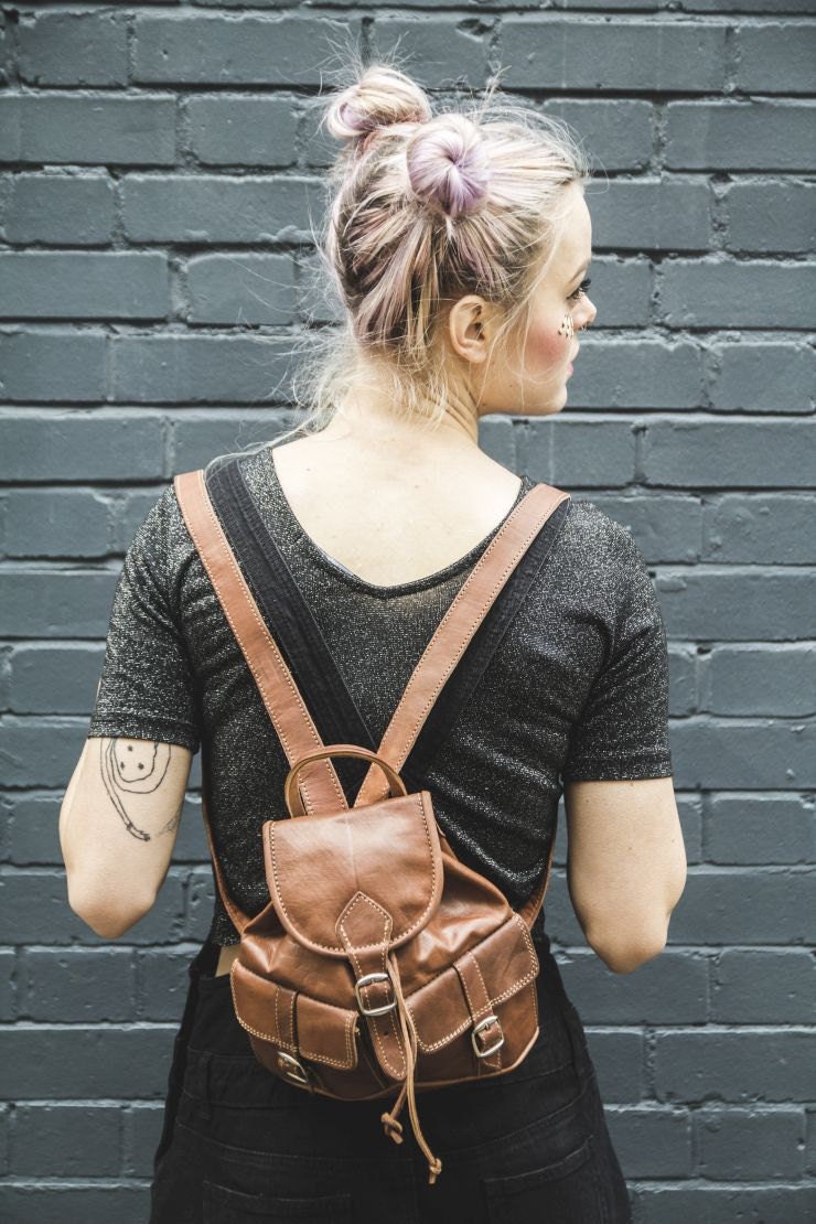 80's Festival Style Miniature Rucksack (Toffee Brown)