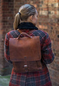 Distressed Leather Satchel Backpack In Brown