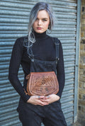 Hand Tooled Moroccan Brown Leather Saddle Bag Satchel