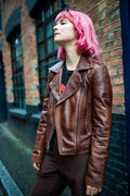 Classic Lambskin Biker Jacket In Brown