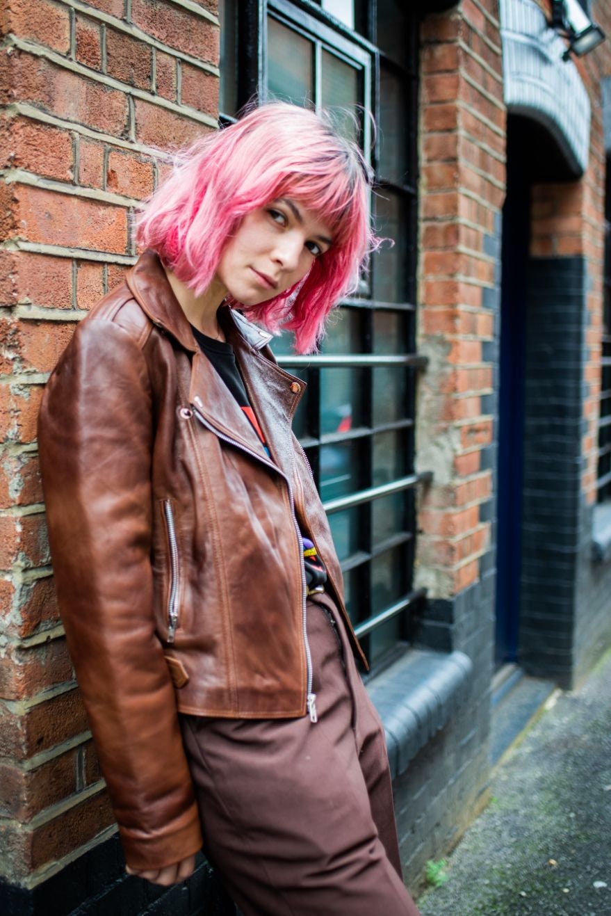 Classic Lambskin Biker Jacket In Brown