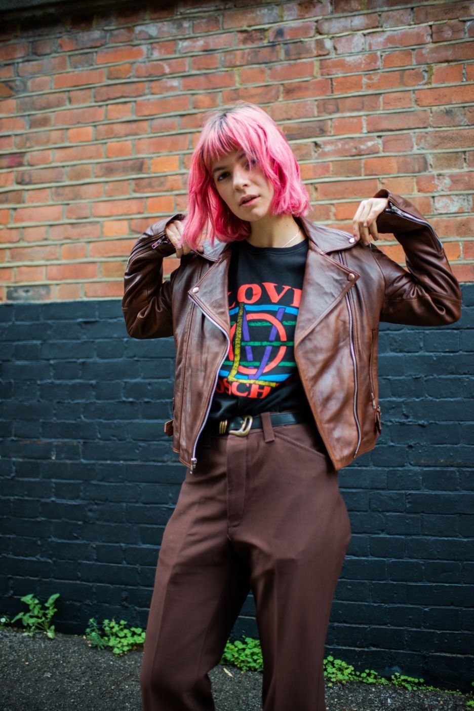 Classic Lambskin Biker Jacket In Brown