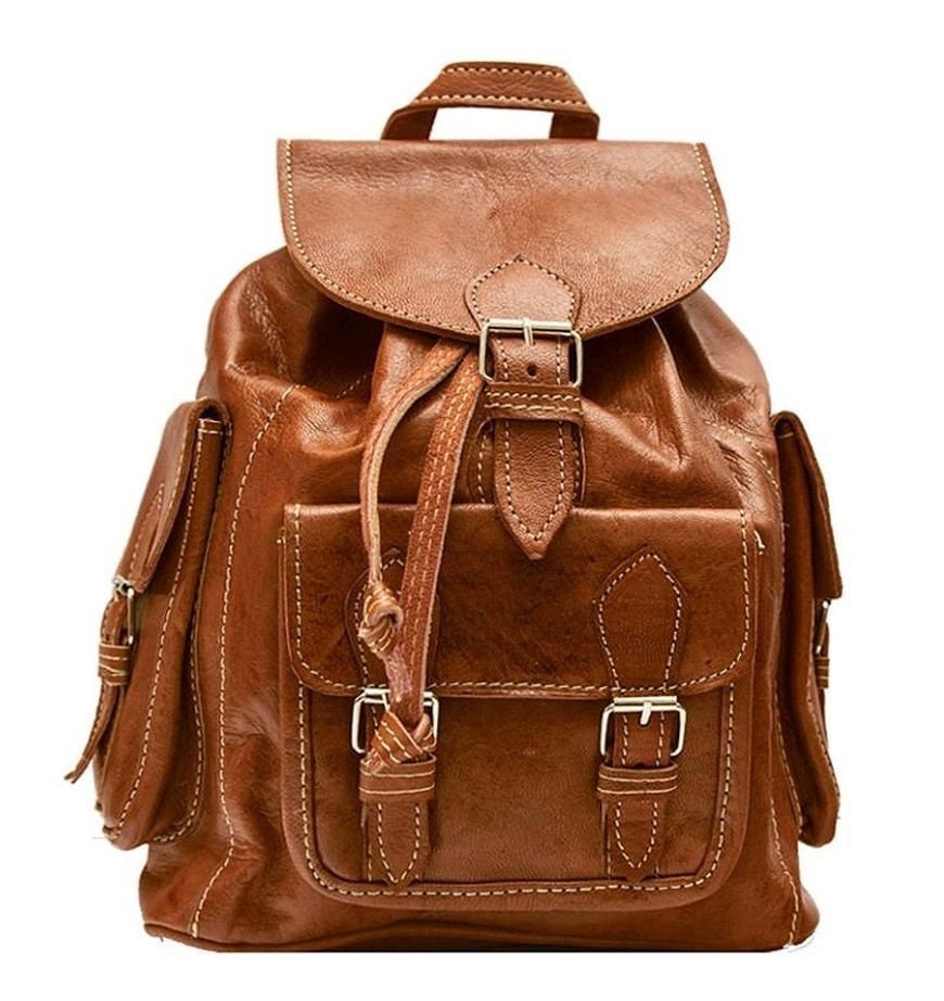 Tan Leather Rucksack Backpack