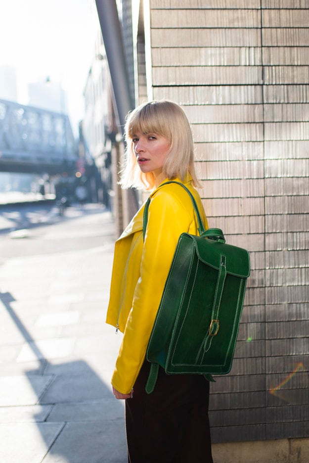 Green Leather Backpack Premium
