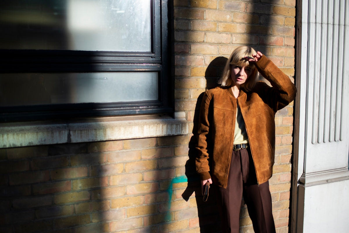 Suede Bomber Jacket In Tan | Pulp Fiction Jacket
