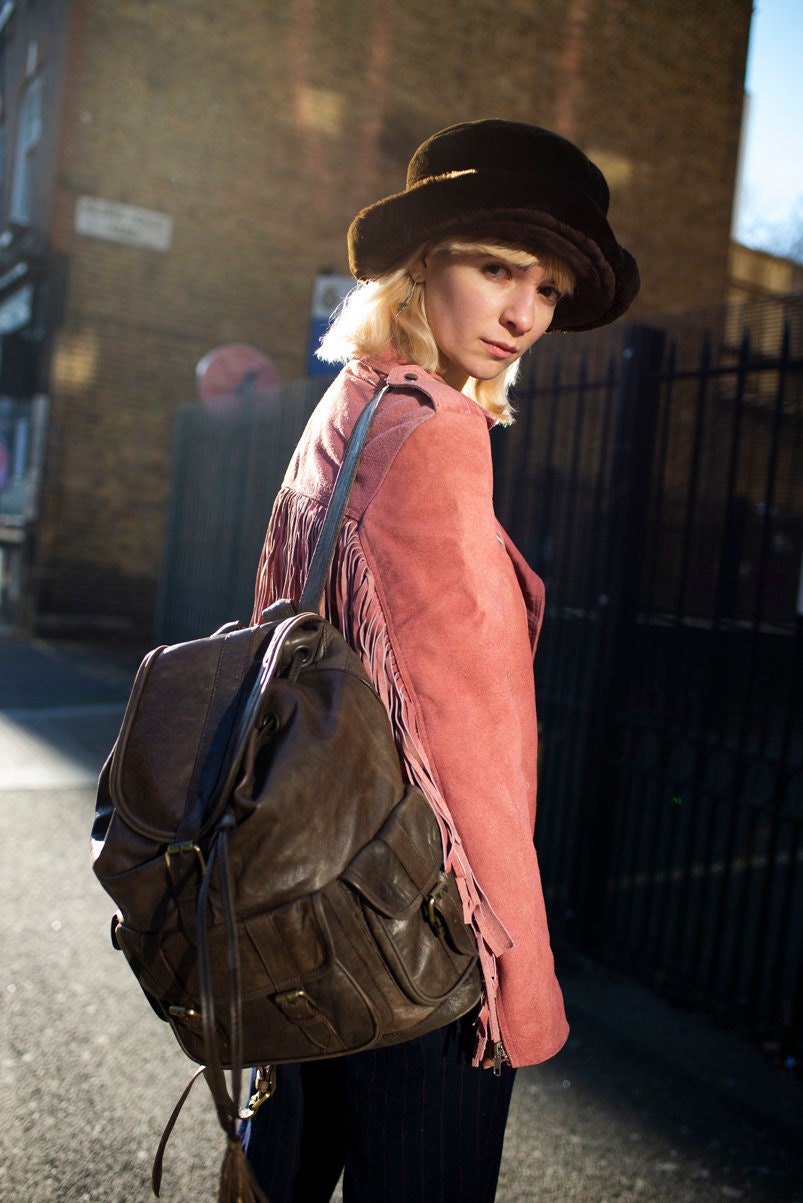 Soft Leather Rucksack Backpack In Ash Grey