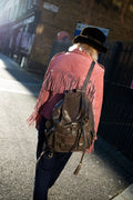 Soft Leather Rucksack Backpack In Ash Grey