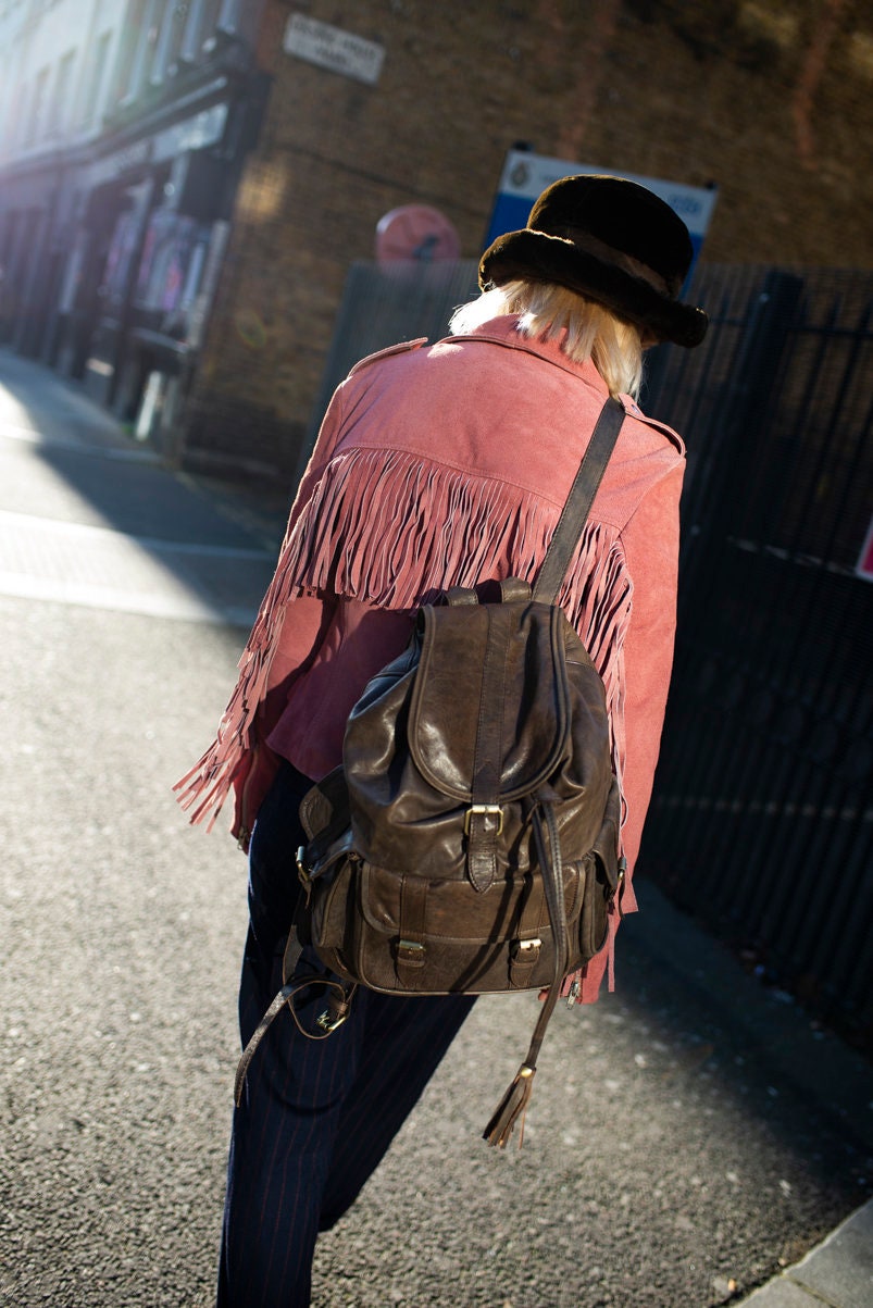 Soft Leather Rucksack Backpack In Ash Grey