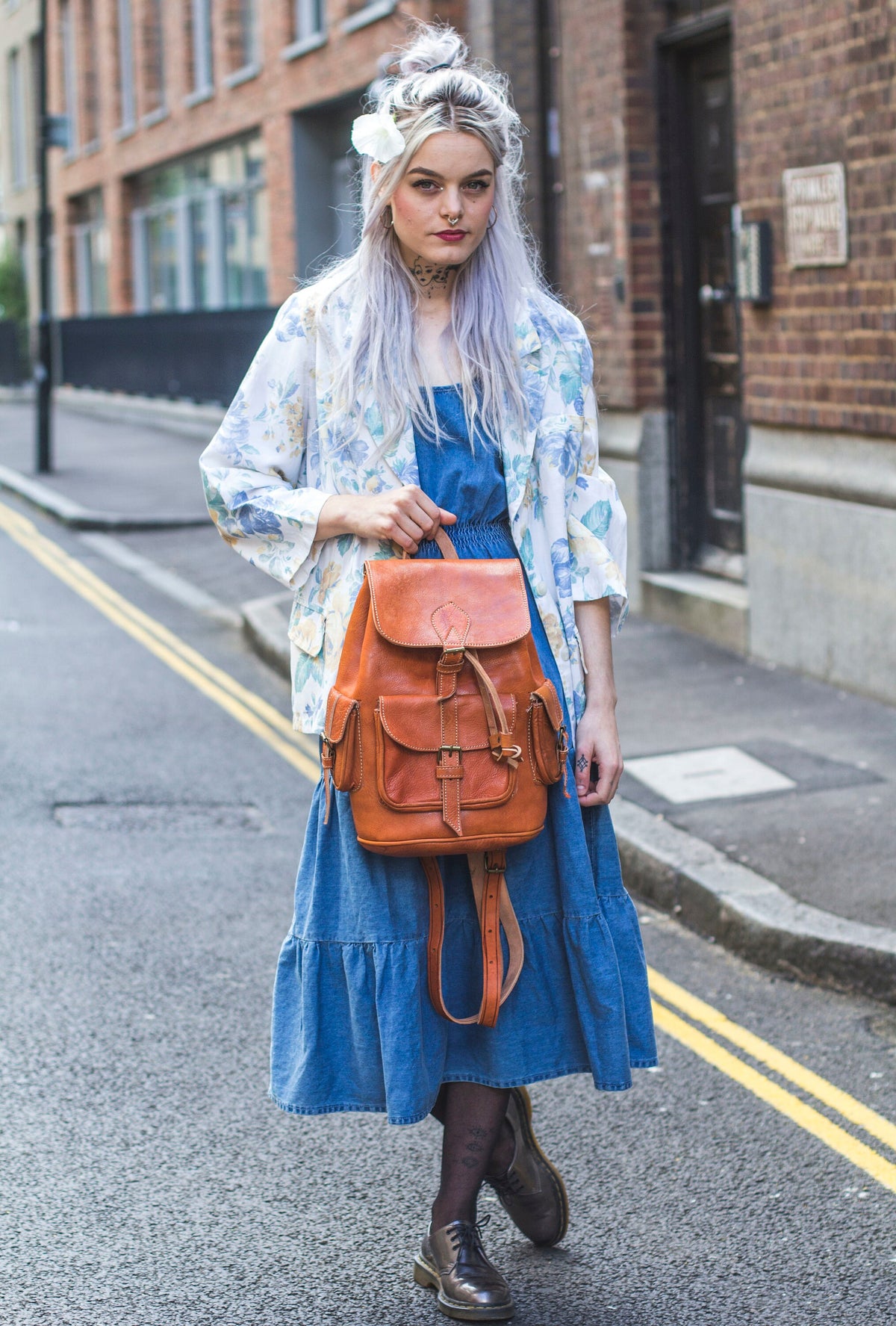 Tan Leather Rucksack Backpack Festival Style
