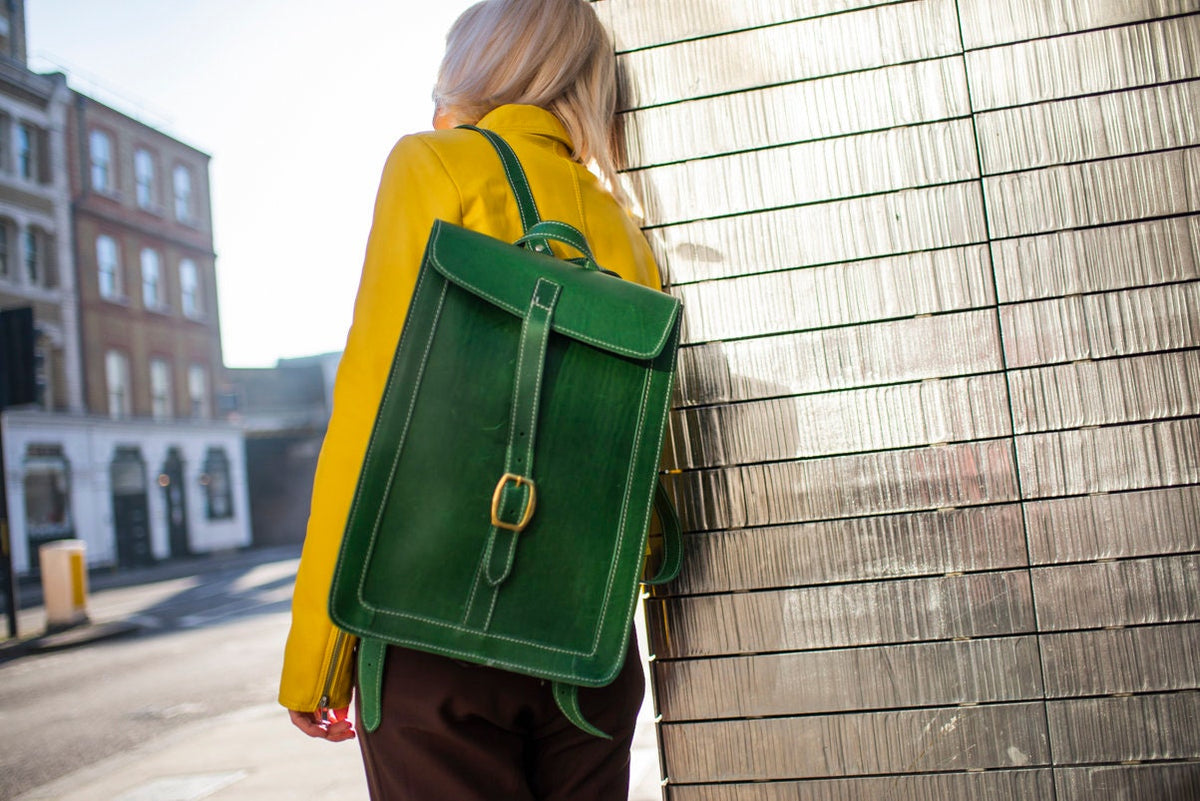 Green Leather Backpack Premium