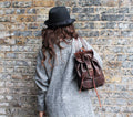 Leather Mini Rucksack In Brown Moroccan Style