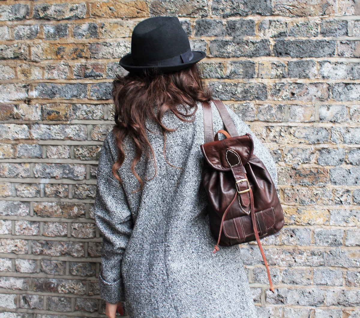 Leather Mini Rucksack In Brown Moroccan Style