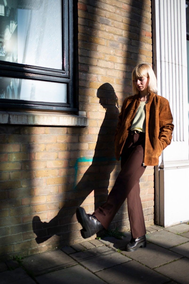 Suede Bomber Jacket In Tan | Pulp Fiction Jacket