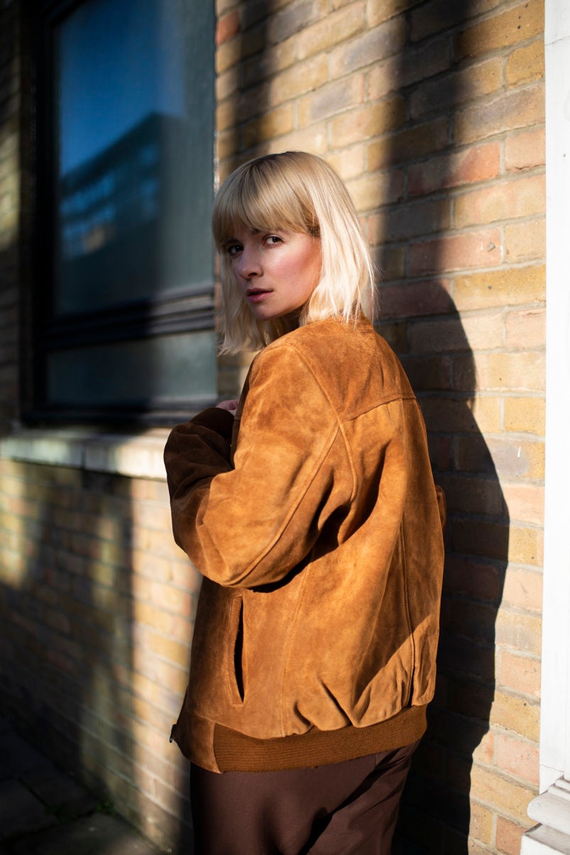 Suede Bomber Jacket In Tan | Pulp Fiction Jacket