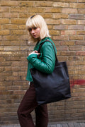 Dark Brown Leather Shopper Tote Bag