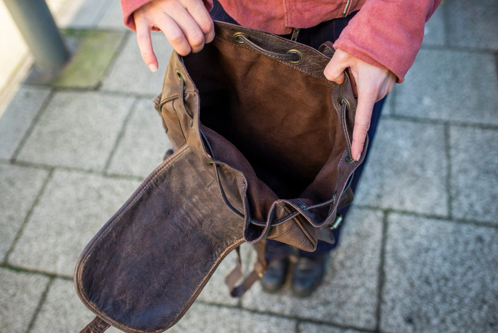 Soft Leather Rucksack Backpack In Ash Grey