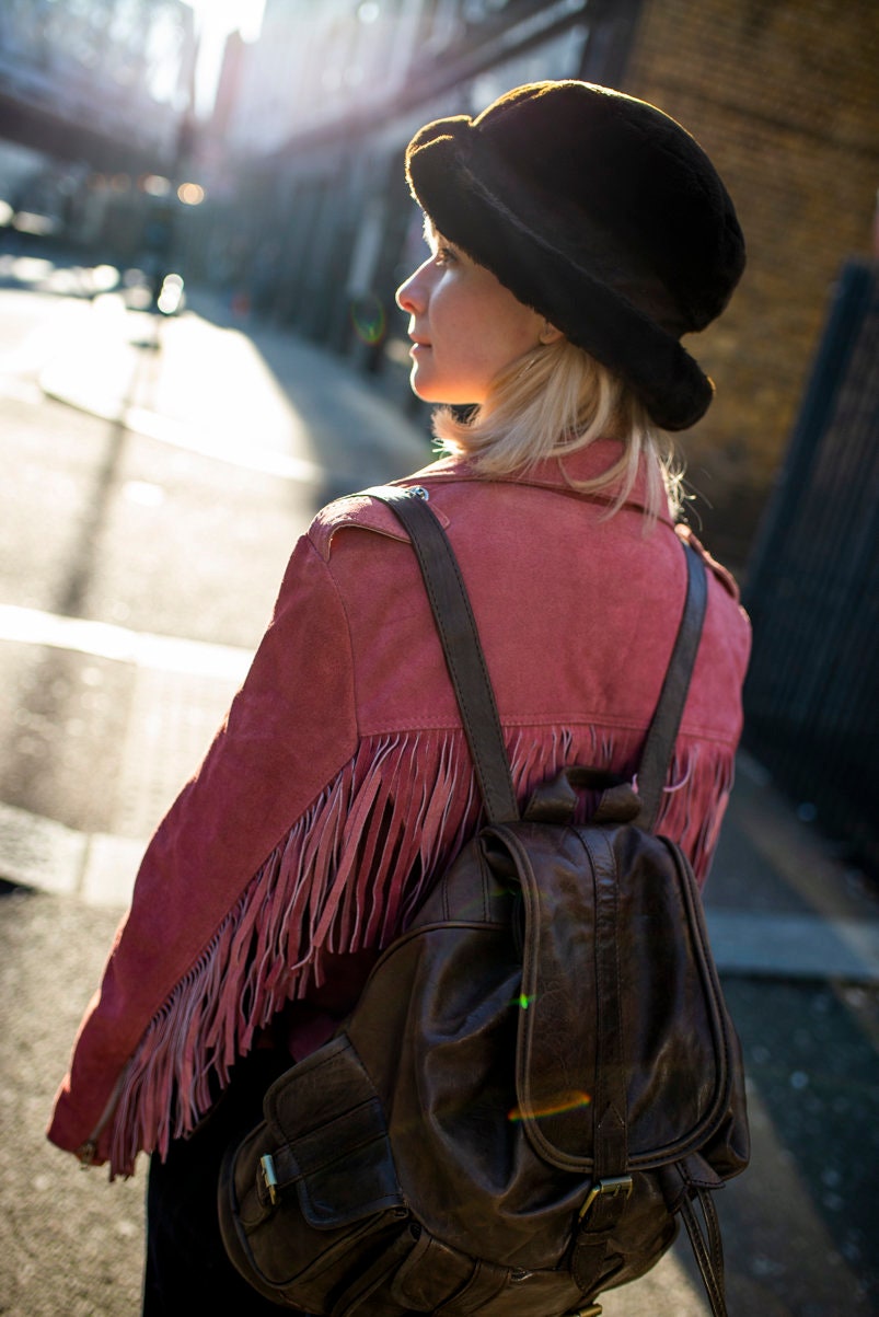 Soft Leather Rucksack Backpack In Ash Grey