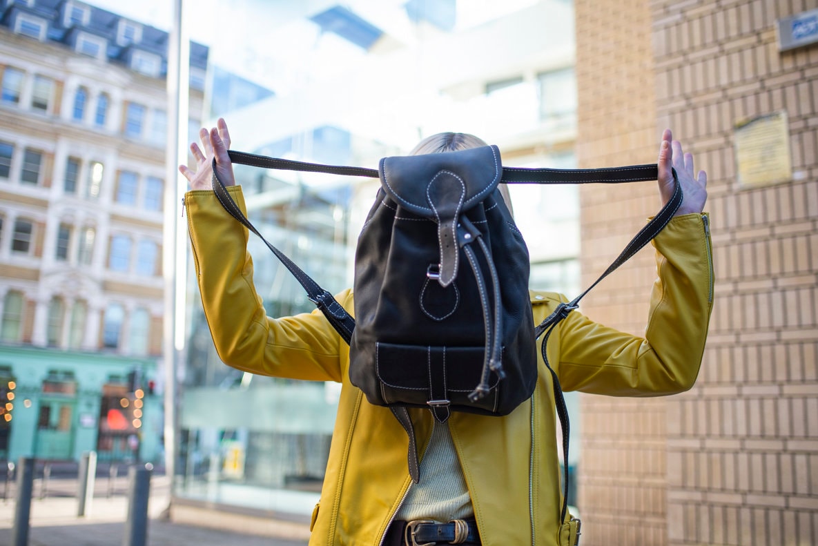 Premium Hunter Leather Rucksack In Black