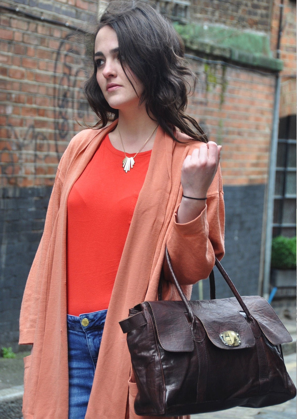 Brown Leather Shoulder Bag Handbag