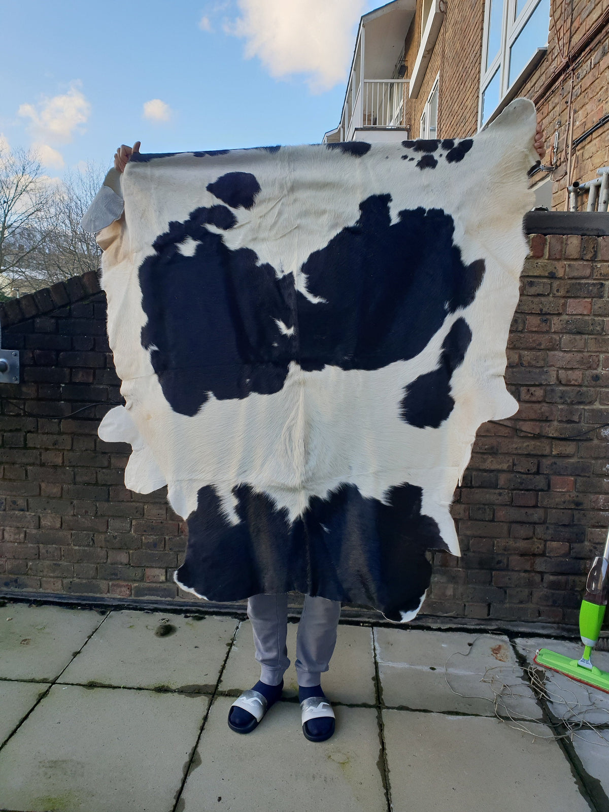 XL Genuine Cowhide Cow Skin Black And White Pattern