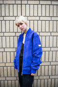 Cobalt Blue Suede Bomber Jacket Premium Oversized