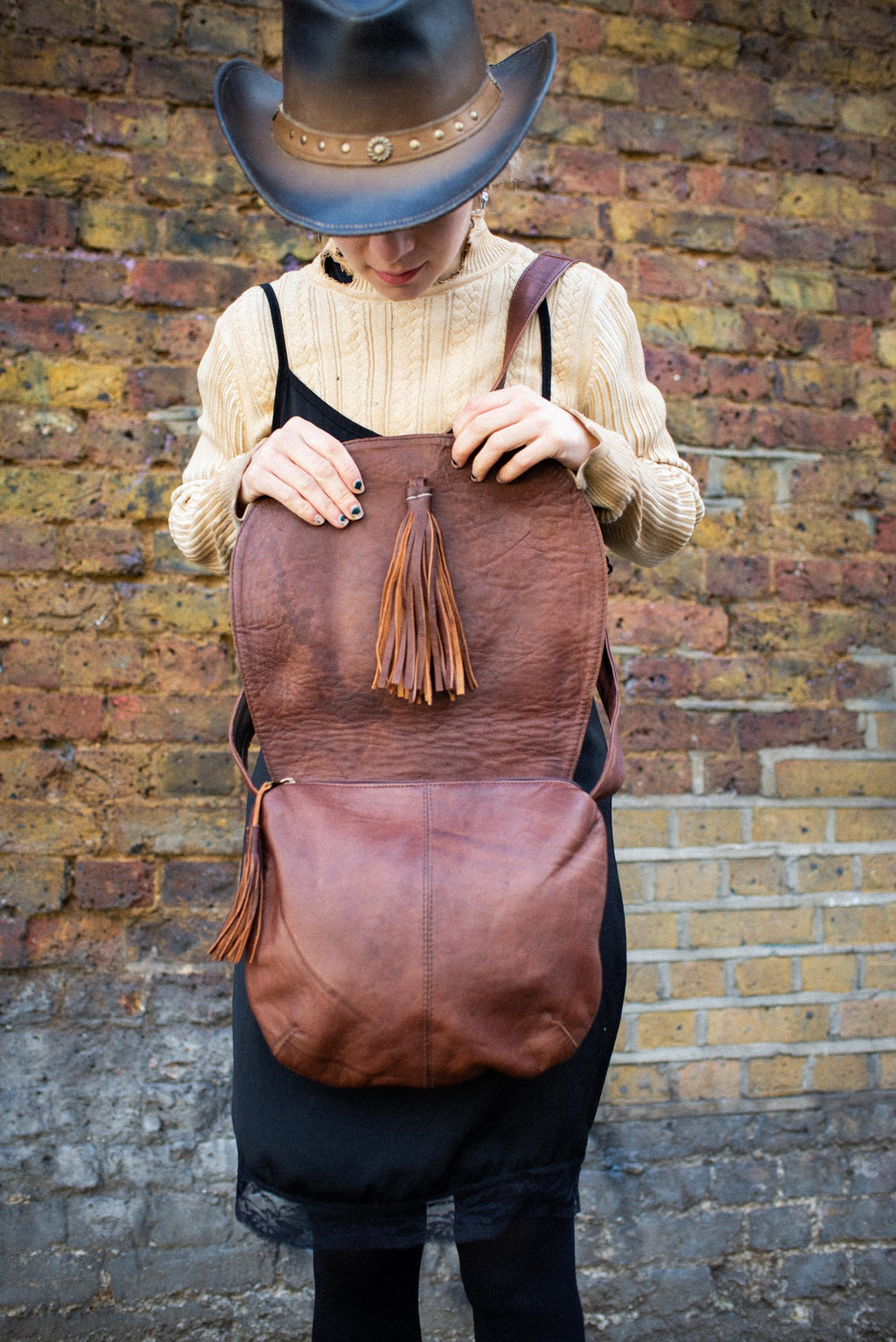Soft Brown Leather Fold Over Saddle Bag