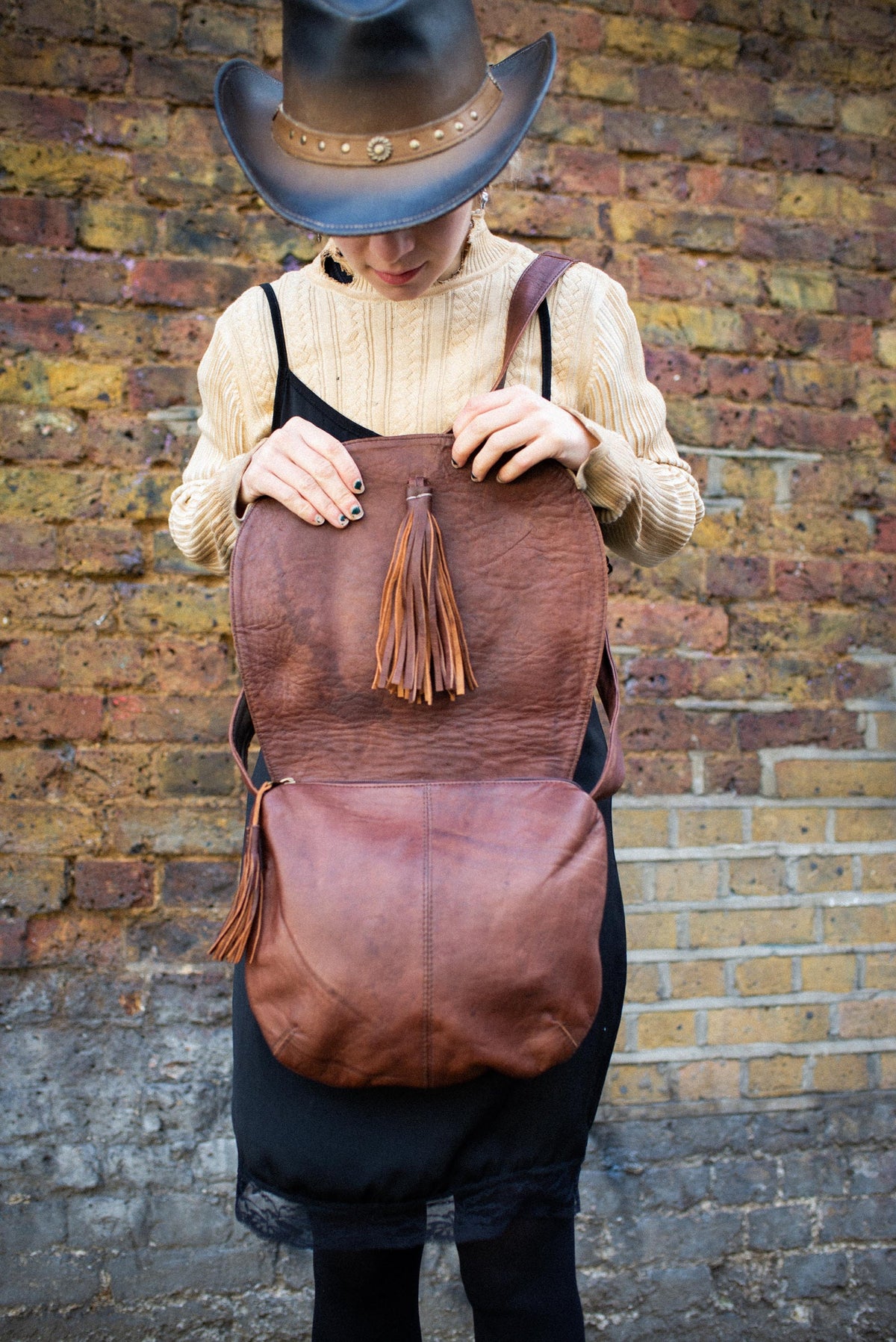 Soft Brown Leather Fold Over Saddle Bag