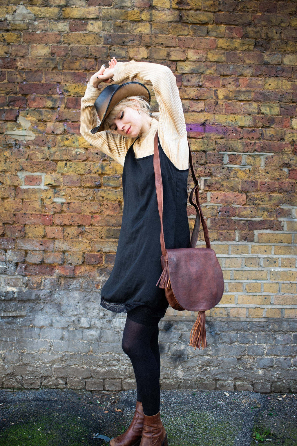 Soft Brown Leather Fold Over Saddle Bag