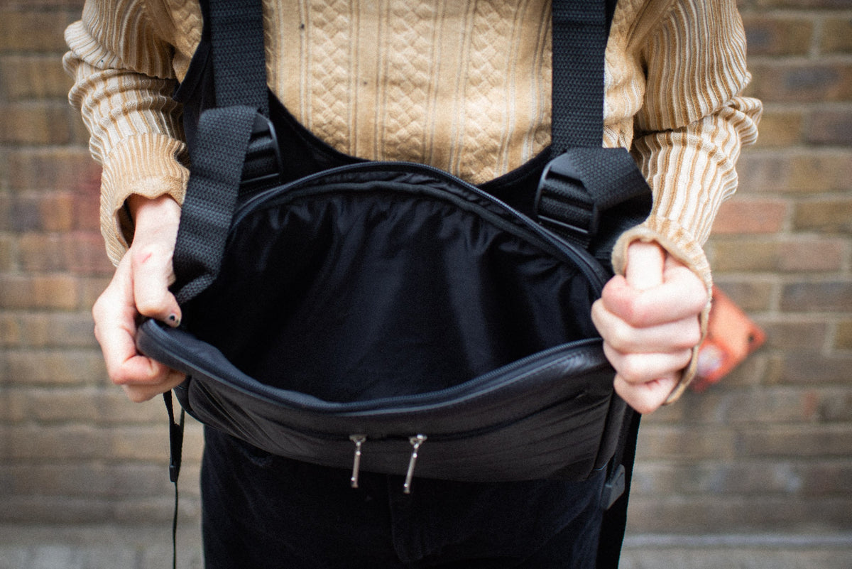 Leather Chest Harness Bag In Black