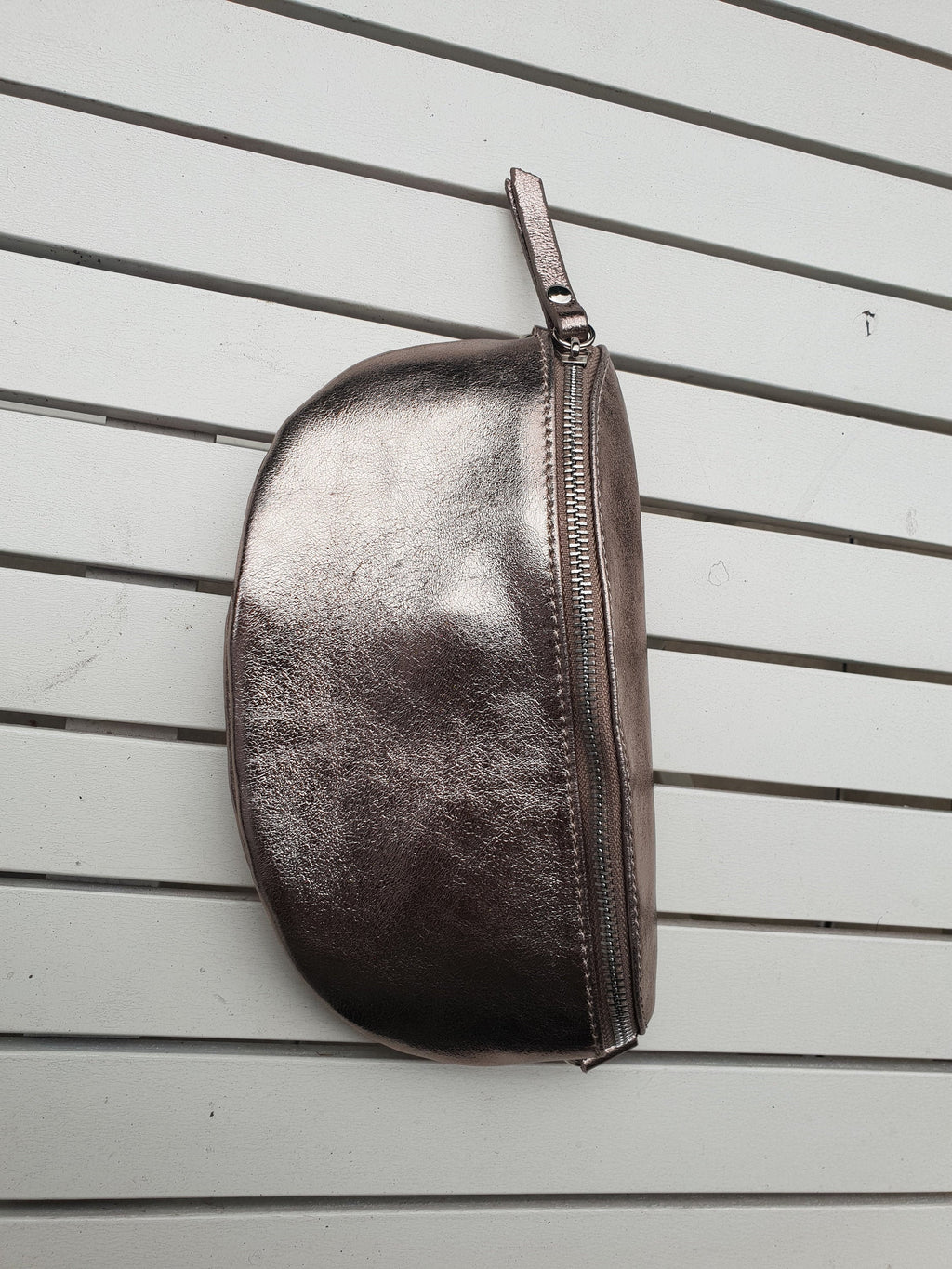 Silver Leather Glitter Effect Cross Body Bumbag
