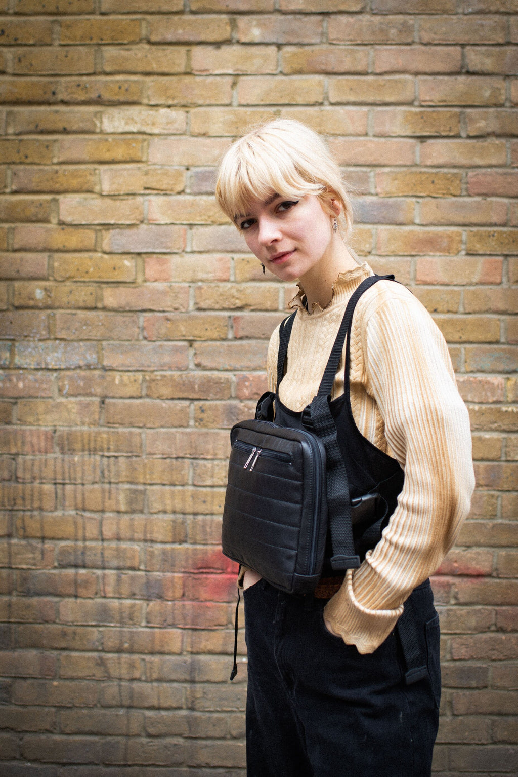 Leather Chest Harness Bag In Black