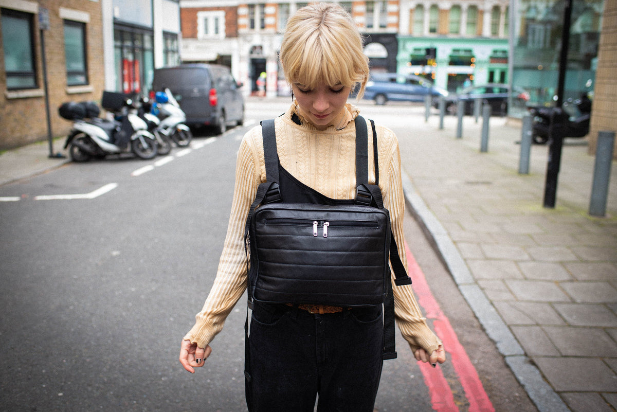 Leather Chest Harness Bag In Black