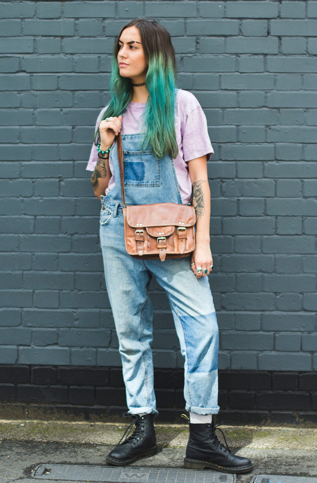 Small Leather Messenger Bag Satchel In Natural Tan