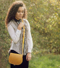 Yellow Leather messenger Satchel Saddle Bag Small