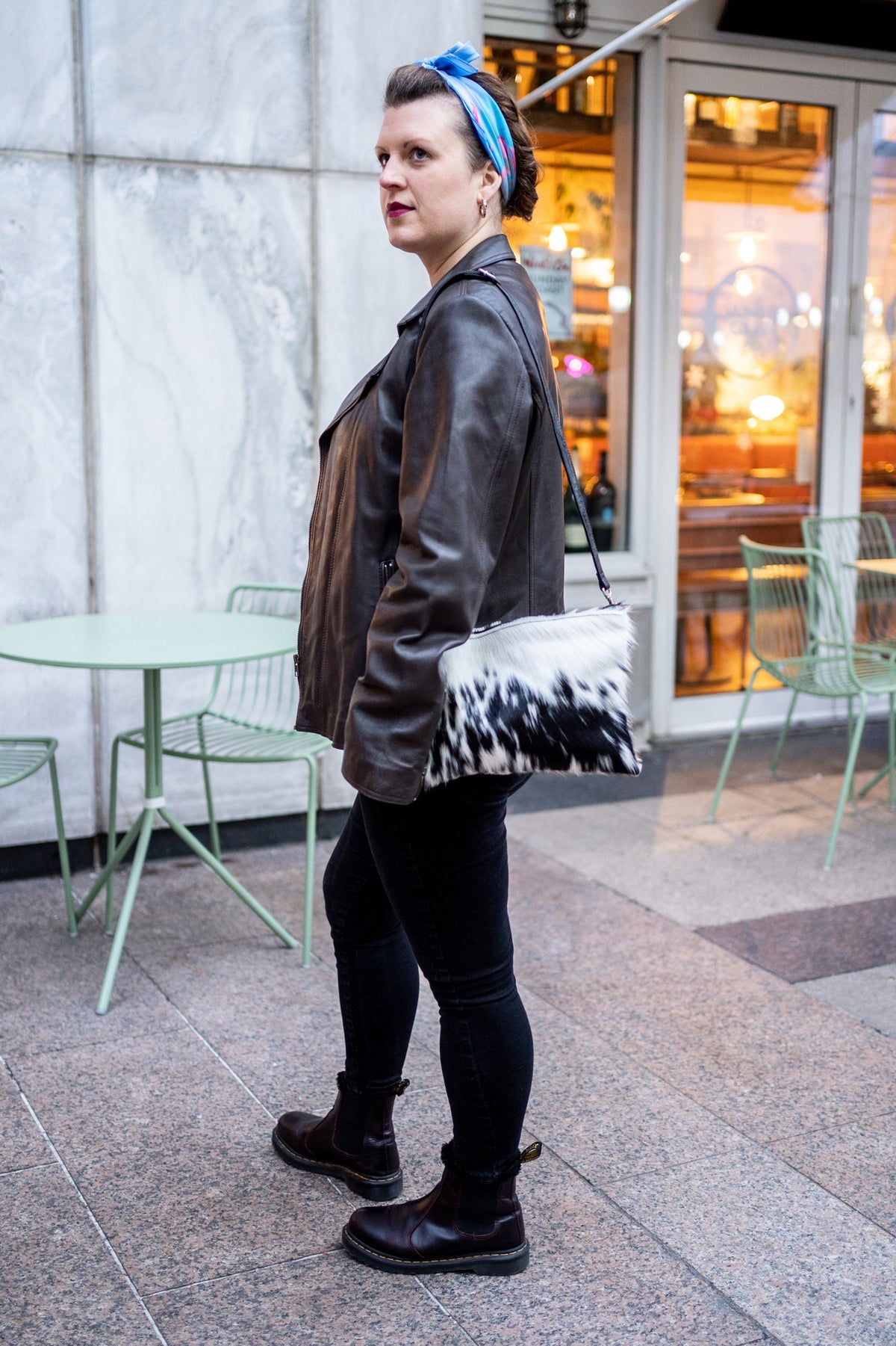 Cowhide Purse With Shoulder Strap
