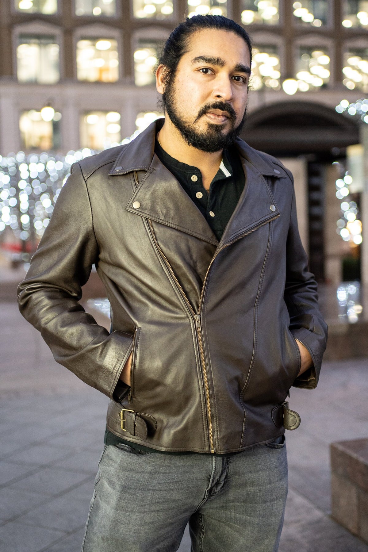 Classic 80's Style Lambskin Biker Jacket