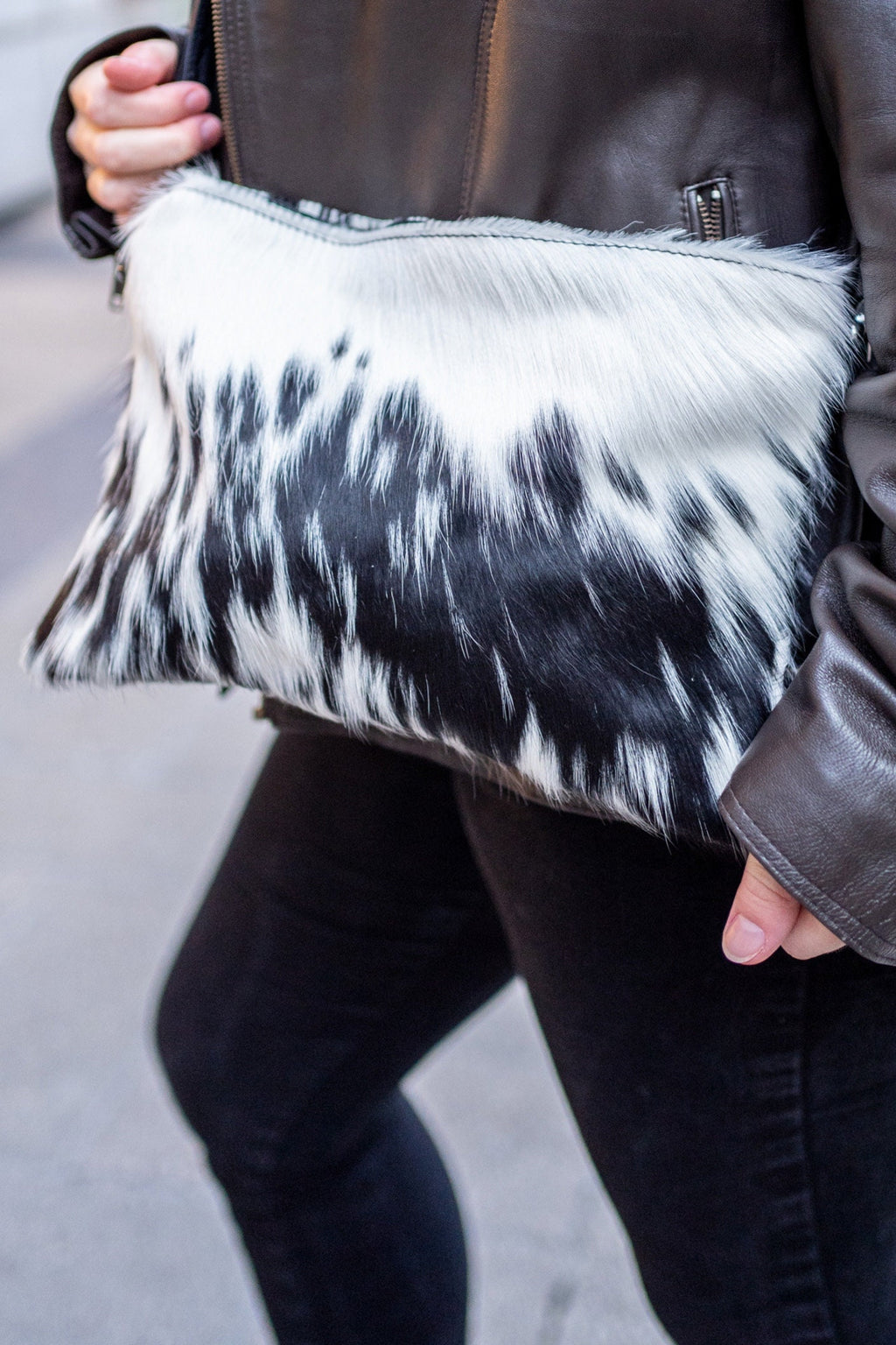 Cowhide Purse With Shoulder Strap