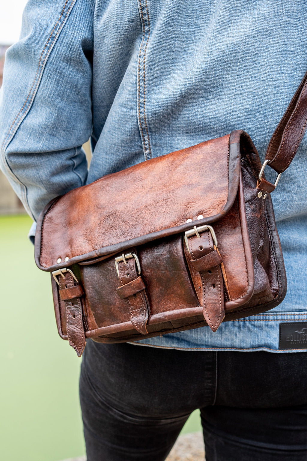 Oil Tanned Moroccan Leather Messenger Bag Satchel