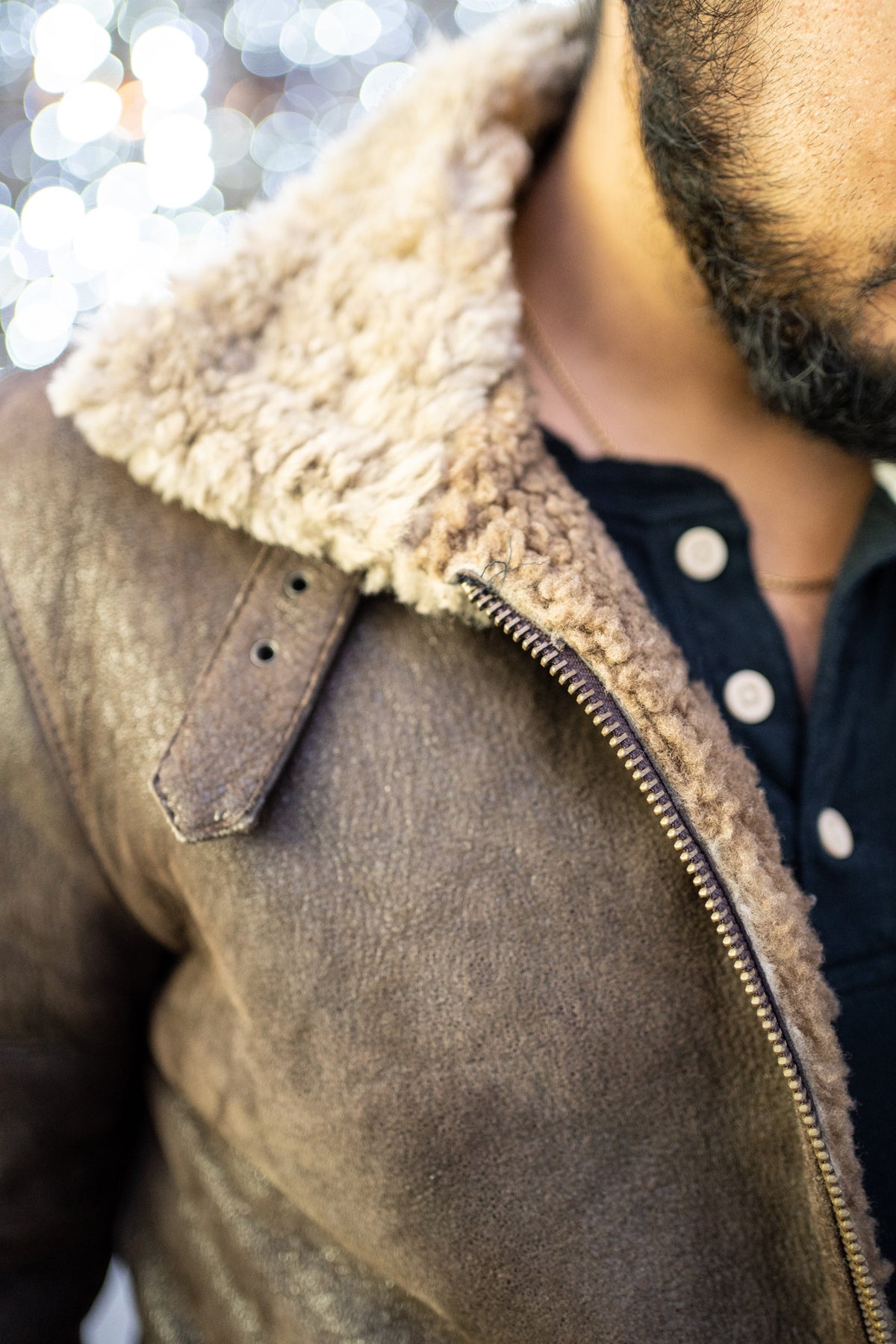 Luxury Shearling & Brown Leather Winter Aviator Jacket