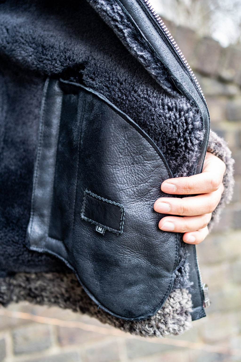 Premium Shearling & Black Leather Winter Aviator Jacket