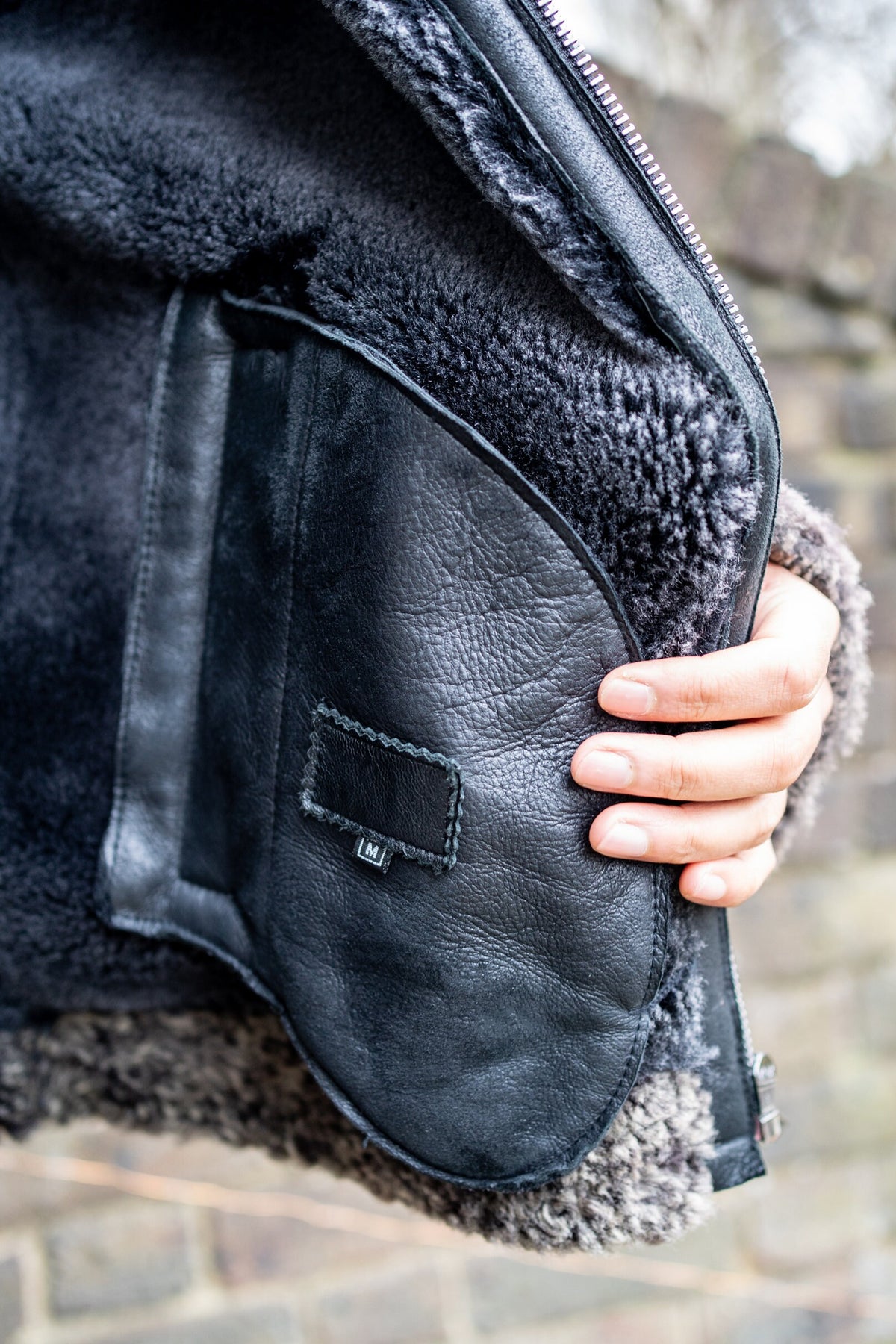Premium Shearling & Black Leather Winter Aviator Jacket